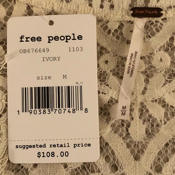 FREE PEOPLE Lace Mini Dress "Heart in Two", Ivory - Picture 7 of 8